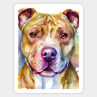 Light Brown Pit Bull Terrier Watercolor Portrait Sticker